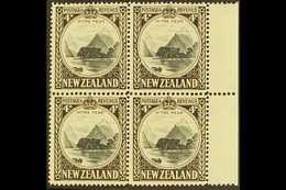 1941 4d Black And Sepia Mitre Peak, Line Perf. 14 SG 583c, Very Fine Mint Right Marginal Block Of Four, Three Are Never  - Autres & Non Classés