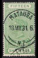 POSTAL FISCAL 1925-30 15s Green, Cowan Paper, Perf 14½ X 14, SG F141, Very Fine Used With Neat, Upright Largely Complete - Altri & Non Classificati