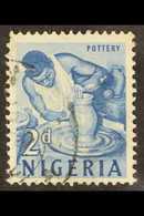 1961 2d Deep Blue Pottery With WATERMARK INVERTED, SG 92w, Used With Light Cds Pmk, Stamp Has Been Creased & Damaged But - Nigeria (...-1960)
