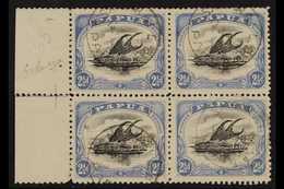 1907-11 2½d Black & Dull Blue Lakatoi Wmk Sideways Perf 11, SG 62, Fine Cds Used Left Marginal BLOCK Of 4 (positions 11- - Papouasie-Nouvelle-Guinée