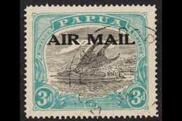 1929-33 3d Sepia-black And Bright Blue Green AIR MAIL Overprint, Harrison Printing SG 113, Very Fine Cds Used. For More  - Papouasie-Nouvelle-Guinée
