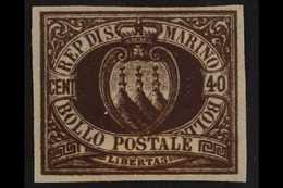 1892-4 40c Brown "Arms", Imperf Proof, Sass P17, Very Fine And Fresh. For More Images, Please Visit Http://www.sandafayr - Altri & Non Classificati