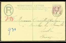 1908 (April) KE7 2d Registered Envelope  To France, Bearing Additional 3d (SG 91) Tied Oval "REGISTERED G.P.O. SIERRA LE - Sierra Leone (...-1960)