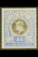 NATAL 1902 £1 Black And Bright Blue, SG 142, Mint. Rubbed Surface But Still A Reasonable Copy. Cat £350 For More Images, - Non Classificati