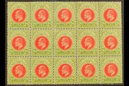 NATAL 1902-03 2d Red & Olive Green, SG 130, BLOCK Of 15 (5 X 3), Never Hinged Mint (15 Stamps) For More Images, Please V - Zonder Classificatie