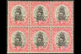 1926-27 1d Black And Carmine, Perf 13½ X 14, Wmk Inverted (ex 1927 Booklet), SG 31ew, BLOCK OF SIX Fine Mint. Scarce Blo - Unclassified