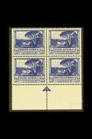 1947-54 3d Deep Intense Blue, ARROW BLOCK OF 4, CW31b, SACC 116b & Previously Listed As SG 117b, Never Hinged Mint, Cert - Non Classificati