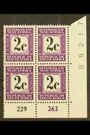 POSTAGE DUE 1971 2c Black & Deep Reddish Violet, Perf.14, Cylinder Block Of 4, SG D71, Never Hinged Mint. For More Image - Zonder Classificatie