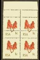 RSA VARIETY 1969 1c Rose-red & Olive-brown, Block Of 4 With EXTRA STRIKE OF COMB PERFORATOR, SG 277, Never Hinged Mint.  - Zonder Classificatie