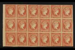 1856 LARGE MULTIPLE 4c Rose-red Thin Paper, SG 55, Michel 40, Fine Never Hinged Mint BLOCK Of 18, All Stamps With Four M - Sonstige & Ohne Zuordnung