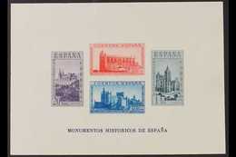 1938 Historical Monuments Miniature Sheet, Variety IMPERFORATE, Scott B104Ej, Edifil 848, SG MS915, Never Hinged Mint. F - Andere & Zonder Classificatie