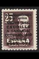 1951 Visit Of Franco To The Canary Islands (with Control Number) 25p+10c Brown-purple (Edifil 1090, Scott CB18, SG 1151) - Andere & Zonder Classificatie