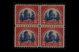 1922-25 $5 Carmine & Blue, Scott 573 (SG 581), Never Hinged Mint CENTER LINE BLOCK OF FOUR. Superb (block 4) For More Im - Andere & Zonder Classificatie