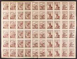 ST DUNSTANS CHARITY LABELS C. 1916 Rouletted Se-tenant In Brown - A COMPLETE SHEET OF SIXTY STAMPS, Some Gum Disturbance - Altri & Non Classificati
