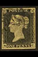 1840 1d Black 'NC' Plate 4, SG 2, Used With 4 Good Margins & Neat Black MC Cancellation. For More Images, Please Visit H - Non Classés