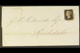 1841 1d Black 'EB', Plate 5, 4 Clear To Good Margins, Tied By Red Maltese Cross Pmk To (Jan 13) Cover From Liverpool To  - Ohne Zuordnung