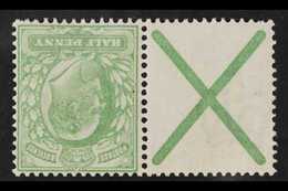 1902-10 ½d Yellowish-green, Watermark Inverted, In A Horizontal Pair With St Andrews Cross, SG 218aw, Part Of The Bookle - Non Classés