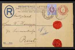 1905-06 An Attractive Trio Of Registered Stationery Envelopes To Switzerland, Bearing 9d, 1½d + 5d, Or 6d + ½d Each Tied - Zonder Classificatie