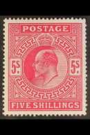 1911 - 13 5s Carmine, Somerset House Printing, Ed VII, SG 318, Fine And Fresh, Well Centered Mint. For More Images, Plea - Unclassified