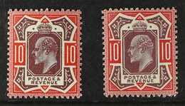 1911-13 KEVII SOMERSET HOUSE SHADES 10d Dull Purple & Scarlet (SG 309) & 10d Dull Reddish Purple & Carmine (SG 311), Lig - Zonder Classificatie