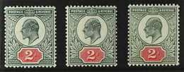 1911-13 SOMERSET HOUSE SHADES 2d Deep Dull Green & Red (SG 290), 2d Deep Dull Green & Carmine (SG 291) & 2d Grey Green & - Unclassified