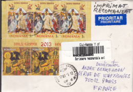 ICONS, HEALTHY FOOD, STAMPS ON REGISTERED COVER, 2015, ROMANIA - Lettres & Documents