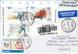 OLYMPIC GAMES, SHOOTING, SKIING, BOBSLED, STAMPS ON REGISTERED COVER, 2015, ROMANIA - Briefe U. Dokumente