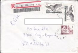 EAGLE OWL, LACE MAKING, STAMPS ON REGISTERED COVER, 1995, SWEDEN - Storia Postale