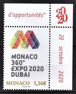 MONACO 2020 -Y.T. N° 3224 /  EXPOSITION UNIVERSELLE DUBAÏ 2020 - NEUF ** - Ungebraucht