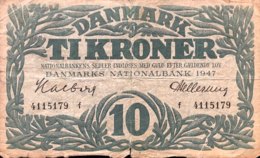 Denmark 10 Kroner, P-37e (1947) - Good - Dinamarca