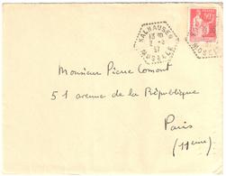 KALHAUSEN Moselle Lettre  50c Paix Rouge Yv 283 Ob 1937 Hexagone Pointillé  Lautier F4 Agence Postale - Handstempel