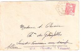 SAINT-GERARD Morbihan Lettre 15 F Gandon Rouge Yv 813 Ob 1946 Hexagone Pointillé  Lautier F6 Agence Postale - Handstempels