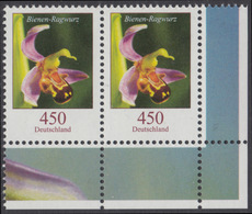 !a! GERMANY 2015 Mi. 3191 MNH Horiz.PAIR From Lower Right Corner - Flowers: Bee Orchid - Nuovi