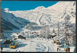 Delcampe - °°° 18065 - SWITZERLAND - VS - SAAS FEE - PARKPLATZ UND POSTAUTO °°° - Saas-Fee