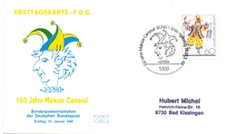 GERMANY FDC POST CARD   150 JAHRE MAINZERCARNEVAL 1988 (FEB20596) - 1e Jour – FDC (feuillets)