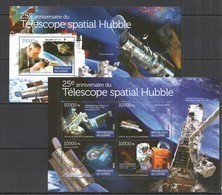 ST137 2015 GUINEE GUINEA SPACE 25TH ANNIVERSARY HUBBLE TELESCOPE KB+BL MNH - Other