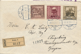 AUSTRIA / ÖSTERREICH / LINZ -  30.V.23  ,  Landschafts-Hauptstädte -   R-Brief Nach Augsburg / DE - Storia Postale