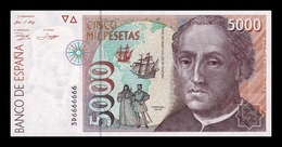 España 5000 Pesetas C. Colón 1992 Pick 165 Capicua Radar 6666666 SC UNC - [ 4] 1975-…: Juan Carlos I.