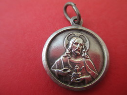 Petite Médaille Religieuse Ancienne/Coeur De Jesus / Vierge à L'enfant / France//Début XXéme     CAN584 - Religión & Esoterismo