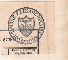 Cachet TIMBRE EXTRAORDINAIRE 10 CENTIMES LIBERTE ET PATRIE - Seals Of Generality