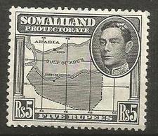 Somaliland Prot. - 1938 Protectorate Map 5R MLH *     Sc 95 - Somaliland (Protettorato ...-1959)