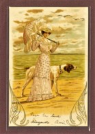 ILLUSTRATEUR - MAILICK - JEUNE FEMME A L'OMBRELLE SUR UNE PLAGE AVEC UN CHIEN - CARTE GAUFFREE - EDITION 1900 - Mailick, Alfred