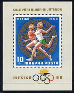 HUNGARY 1968 Olympic Games Block MNH / **.  Michel Block 65 - Blokken & Velletjes