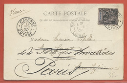 GUYANE CARTE POSTALE AFFRANCHIE DE 1902 DE CAYENNE - Lettres & Documents