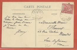 GUYANE CARTE POSTALE AFFRANCHIE DE 1905 DE CAYENNE - Lettres & Documents