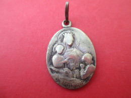 Petite Médaille Religieuse Ancienne/Scapulaire/Coeur De Jesus /Laiton Nickelé /Fin XIXéme      CAN597 - Religion &  Esoterik