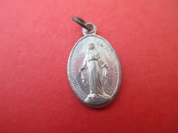 Mini- Médaille Religieuse Ancienne/O Marie/Coeurs Sacrés/Aluminium/France/Début XXéme CAN599 - Religion & Esotérisme