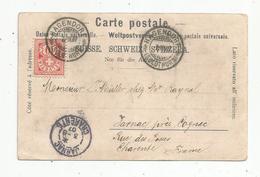 Suisse , Helvetia , Sur Carte Postale, HAGENDORF , 1907, JARNAC ,CHARENTE ,gruss Aus FALKENSTEIN , 4 Scans - Postmark Collection