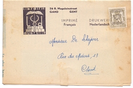 Brief Omsloag Pub Reclame - Librairie Boekhandel Dubrulle - Gent 1945 - Omslagbrieven