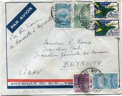 BRESIL LETTRE PAR AVION AMERIQUE DU SUD - PAR L'AEROPOSTALE DEPART RIO GRANDE NORTE 14 IV 34 POUR LE LIBAN - Luchtpost